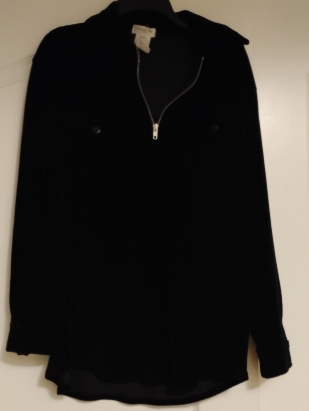 Jones New York Black Quarter Zip-Front Blouse Jacket